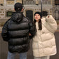 Winter Thickened PU Leather Padded Jacket Women's Loose Warmth and Windproof Hooded Bread Jacket Winter Thickened Warmth Padded Jacket
