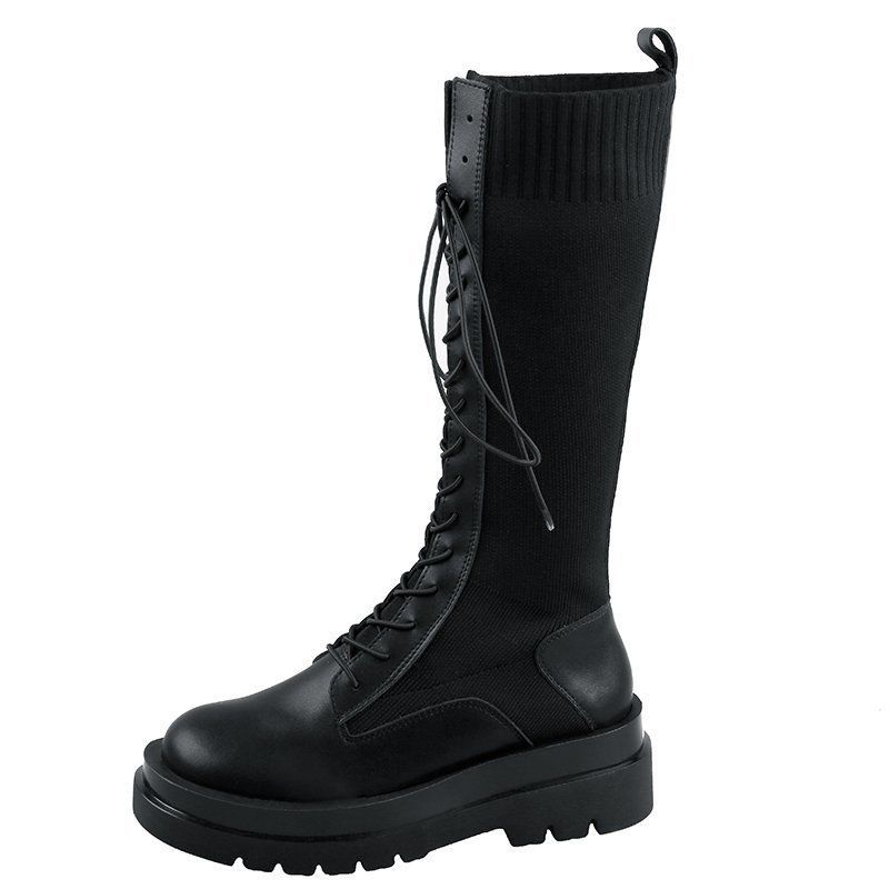 Thick-soled Stretch Boots Women's Shoes Women's Inner Height But Knee Martin Boots High Boots Non-slip Boots
