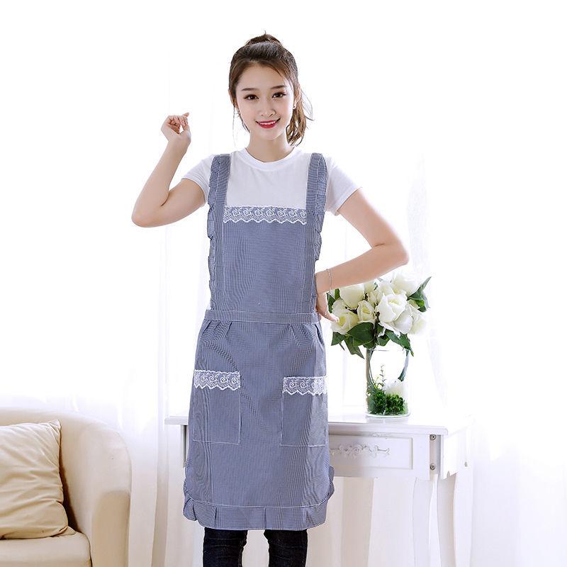 Apron Women's Double Layer Anti-oil Princess Waist Skirt Kitchen Smock Adult Housework Overalls Cute Maid Apron Ruffle