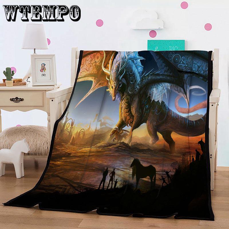 Super Soft Blankets for Beds Shaggy Faux Fur Blanket 3d Blanket Colored pterosaur Blanket