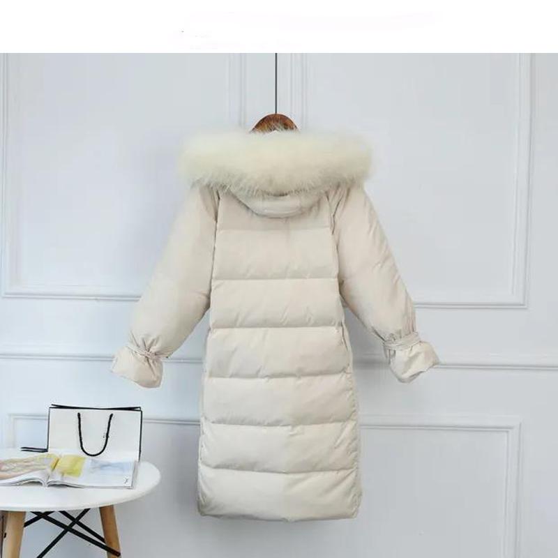 Real Fur Collar Extra Large Down Jacket Women Mid-length Loose Net Red Thick Winter Clothing