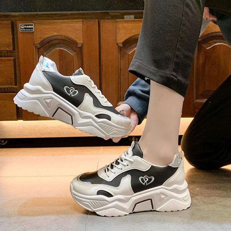 Thick-soled Heightened Comfortable Sneakers for Female Students Korean Version of All-match College Style Old Shoes
