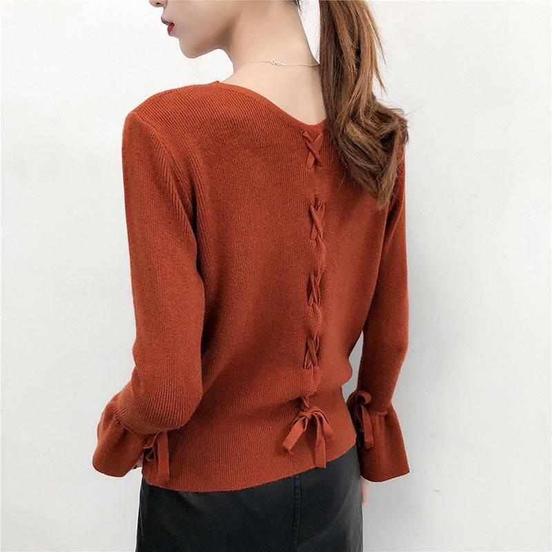 Flare Sleeve Sweaters and Pullovers Autumn Winter Knitted Sweater Women Fashion Korean Style Female