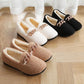 Autumn and Winter Plus Velvet To Keep Warm Korean Version of One-step Women's Winter Wear All-match Plush Cotton Shoes