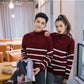 Autumn and Winter Casual Sweater Striped Pattern Loose Top Men and Women Half High Neck Lover's clothes