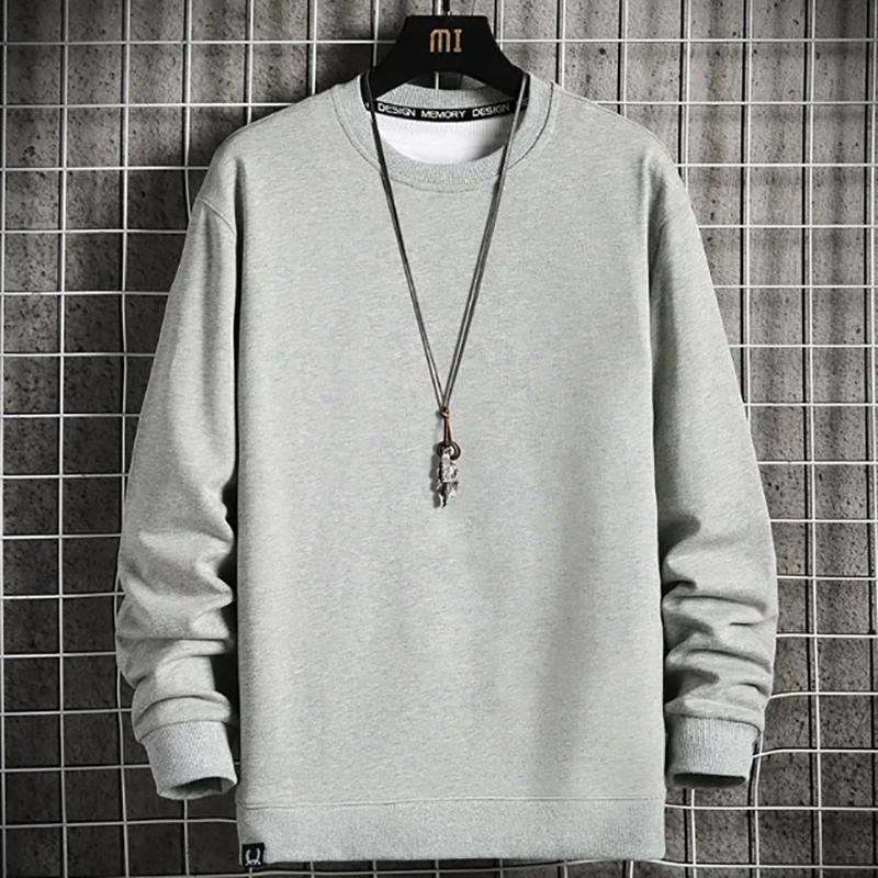 Round Neck Sweater Men's Autumn Lamb Cashmere Plus Velvet Thick Men's Solid Color All-match Sweatshirts