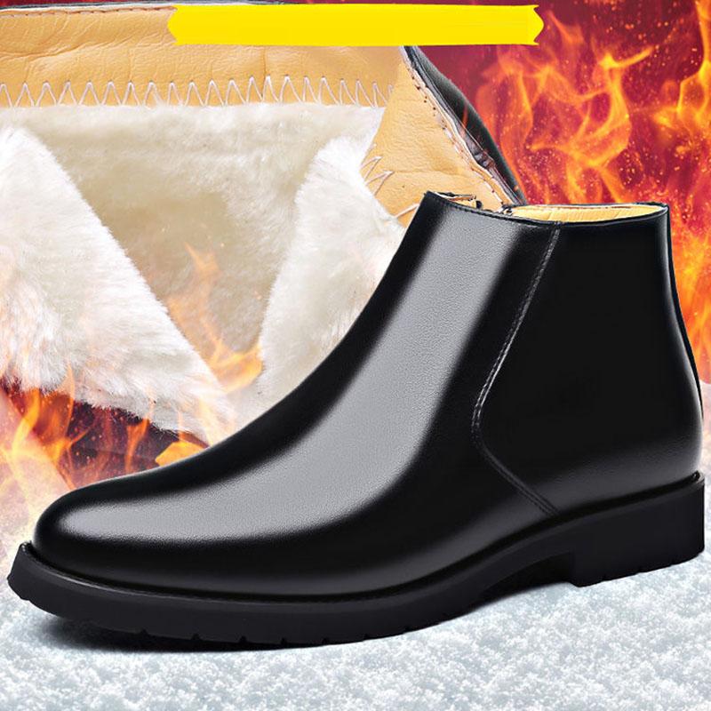 Martin Boots Men's Leather Short Boots Winter Plus Velvet Warm High-top Cotton Shoes British Tooling Boots