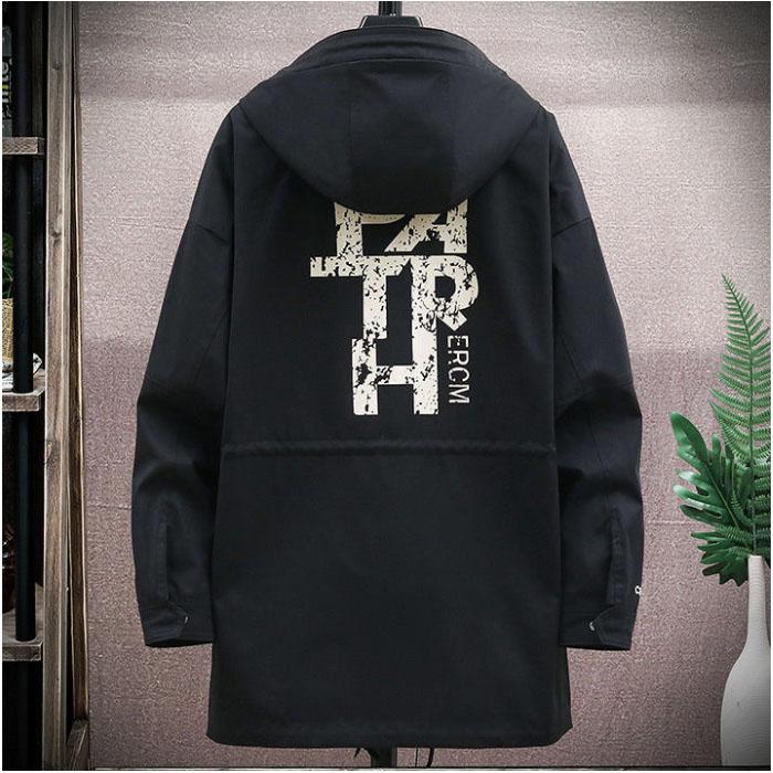 WTEMPO Spring & Autumn Thin Jacket Men Hooded Workwear Casual Coat Soft Comfortable Windbreaker Large Long