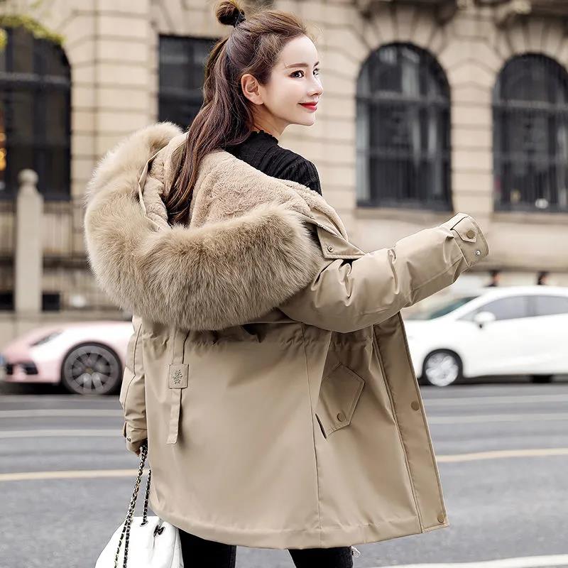 Plus Velvet Thicker Pie To Overcome The 2021 New Down Padded Jacket Women's Mid-length Winter Korean Version of The Loose Large Fur Collar Jacket