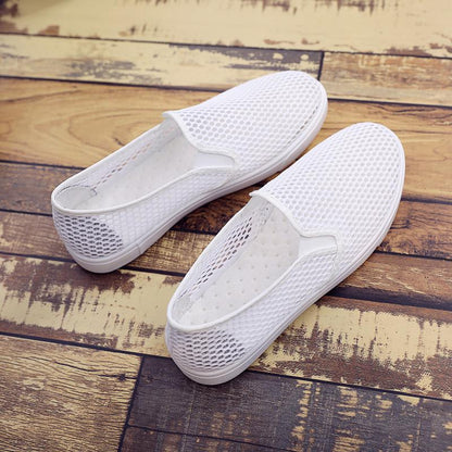 WTEMPO Summer Air White Shoe Surface Female A Pedal Students with Flat Net Movement Leisure Shoes