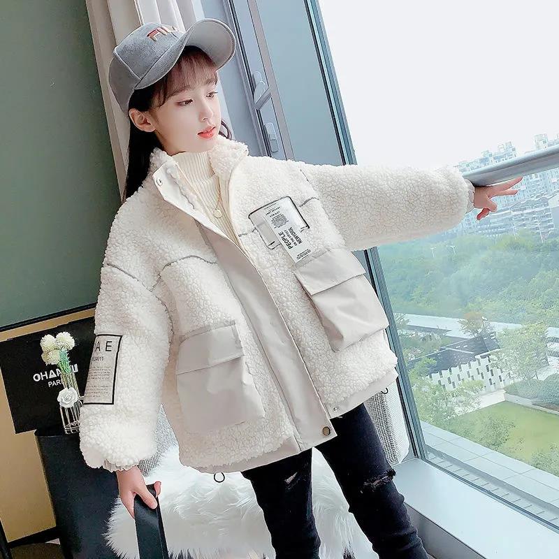 Girls' Jackets Autumn and Winter Clothing Plus Velvet Thickening Warm Jacket