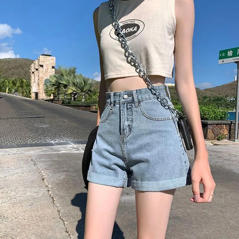Large Size Denim Running Shorts Summer Fashion Sport Loose Women Shorts