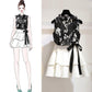 Pofulove Summer Skirt Set Sleeveless Mandarin Collar Blouse Shirt Ruffled Skirt Two-piece Suit Women