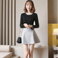 Autumn and Winter Plus Velvet Thick Warm Women's Sweater Fashion Slim Round Neck Pullover Long Sleeve Sweater Elegant Noble Women's Top