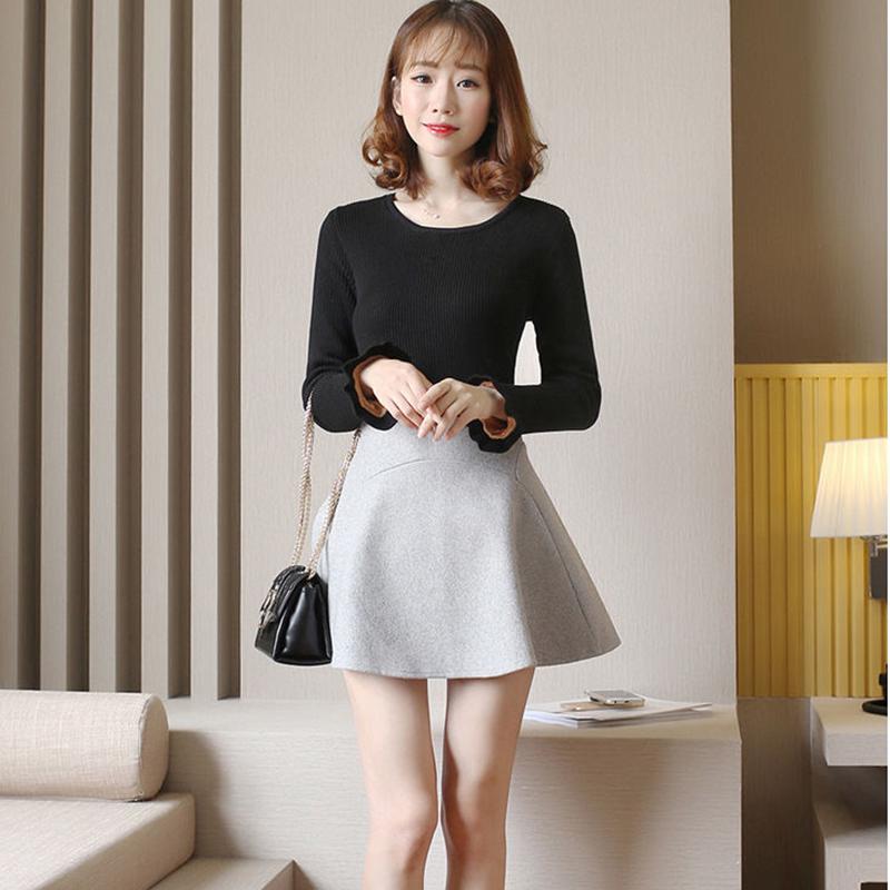 Autumn and Winter Plus Velvet Thick Warm Women's Sweater Fashion Slim Round Neck Pullover Long Sleeve Sweater Elegant Noble Women's Top