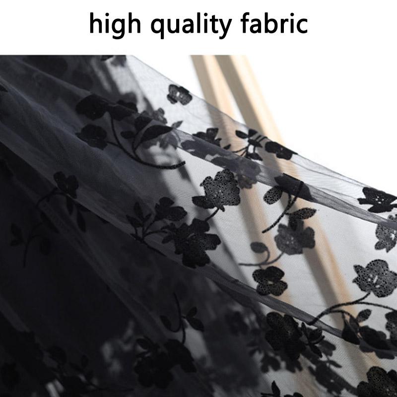 Mesh Floral Skirt Women's Spring/Summer High Waist Mid-Length A-Line Pleated Skirt