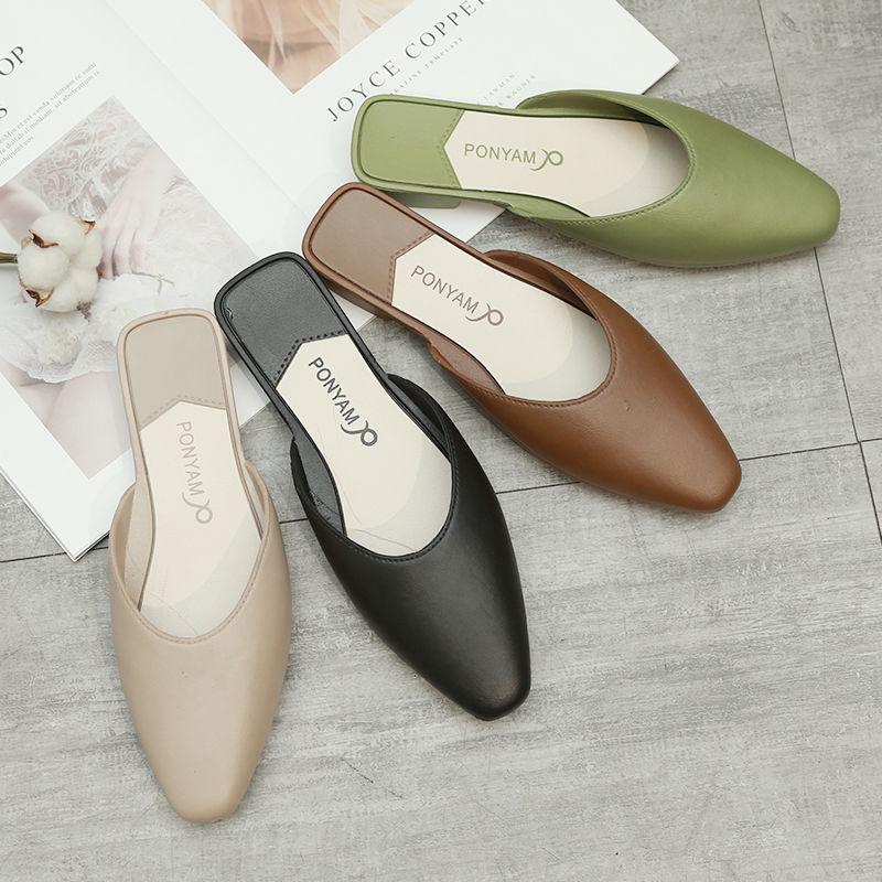 Korean Fashion Half Slippers Female Summer Wear Baotou Net Red Chic Lazy Single Shoes Wild One Pedal Female Slippers