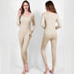 Women Winter Thermal Underwear U-neck Tops Pants Female Autumn Clothes Tight Suit Thicken Windproof Soft Lining Long Sleeve High Elasticity Slim