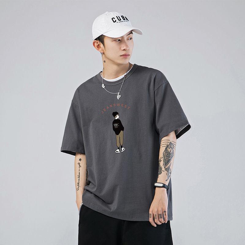 Loose All-match Cotton Casual Round Neck Cartoon Printed Sports T-shirt