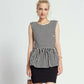 Fashion Summe Strip Stitching Pleated Stripe Slim Sleeveless Fake Two-piece Dress Package Hip Dress