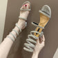 Net red sandals and slippers women summer wild rhinestone thick with Roman fashion winding sandals