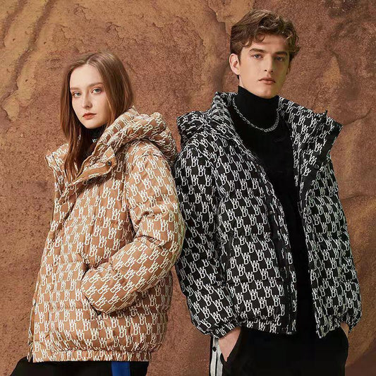 Lovers Down Jacket Winter Short White Duck Down Cotton Jacket Personalized Warm Jacket Cold Clothing Travel Jacket Casual Sports Jacket