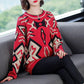 Fall/winter Vintage Printed Pullover Sweater Women Loose Knitted Sweater Jumper Bottoming  Outer Wear