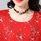 Women's Summer Chiffon Shirt Short Sleeve Large Size Shirt Floral Loose Round Neck T-Shirt
