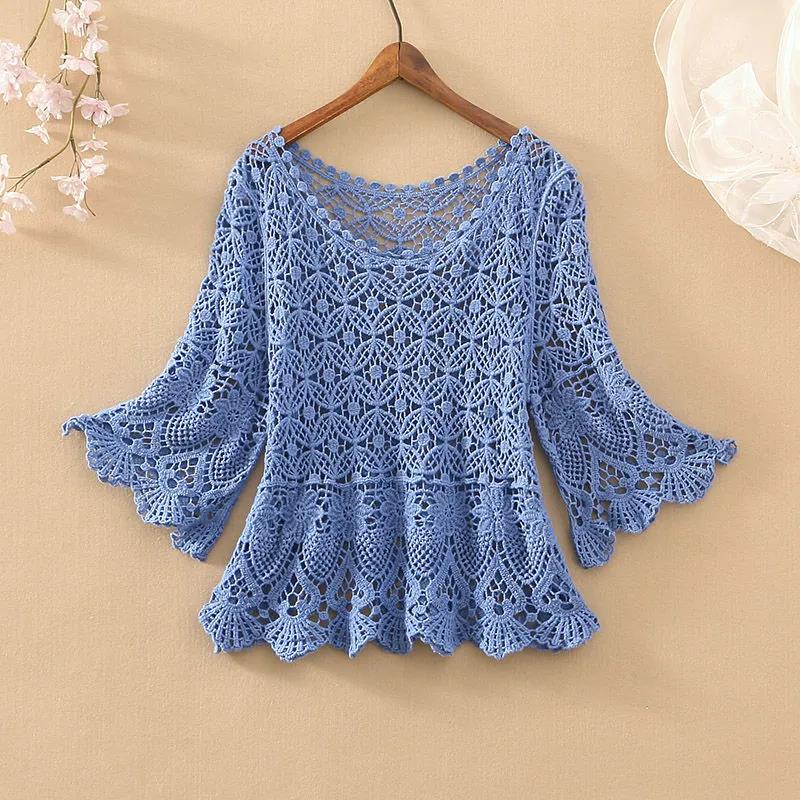 Pullover Shawl Women's Summer with A Suspender Skirt and A Short Loose Knitted Hollow Blouse for Women