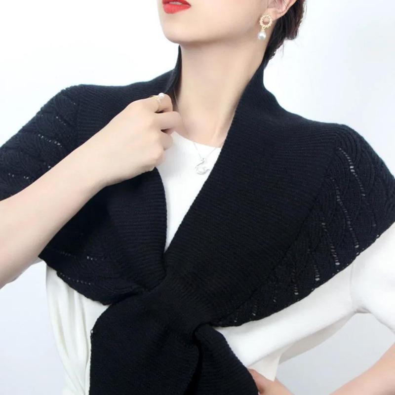 WTEMPO Summer Knitting Little Shawl Women's Thin Solid Color Knotted Neckties