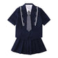 Kids Girls British Style School Uniform Student Uniforms Suit Long Sleeve Coat with Shirt Tie Mini Skirt Set Child Anime Costume