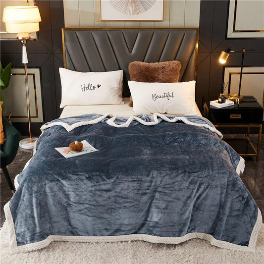 Pure Color Thick Milk Fleece Blanket Quilt Coral Fleece Autumn and Winter Flannel Blanket Plus Fleece Quilt Nap Blanket Sofa Decorative Blanket