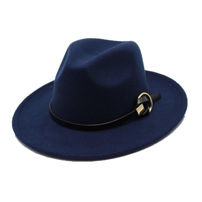 Fedoras Hats for Women Men Felt Metal belt Trilby Hats Wide Brim Adjustable Fedora Jazz Hat Cap