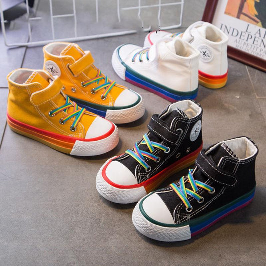 Children's Canvas Shoes 2020 Spring Girls Candy Color High-top Board Shoes Boys Casual Soft Bottom Shoes