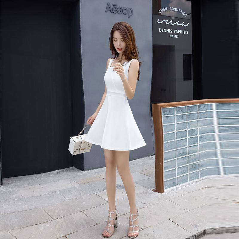 Sling Dress Female Summer Korean Style Slim Sexy Backless High Waist Suspender A-line Dress