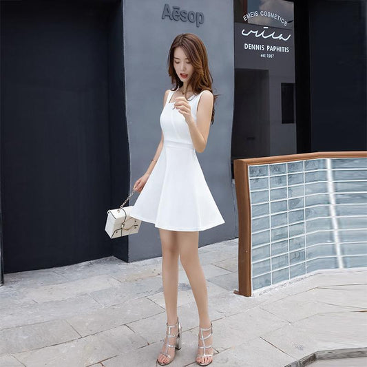 Sling Dress Female Summer Korean Style Slim Sexy Backless High Waist Suspender A-line Dress