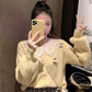 Spring  Autumn Loose Korean Short Style Knitwear Cardigan Women's Sweater Jacket Women's Long Sleeve All-match Top