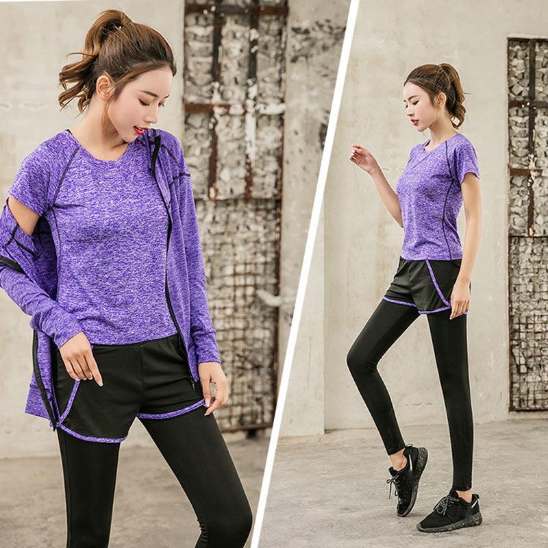 Sexy Yoga Wear Short-sleeved Single Top Trousers Women Quick-drying Running Sports Fitness Clothes Beginners Can Wear Sweat-absorbent and Breathable