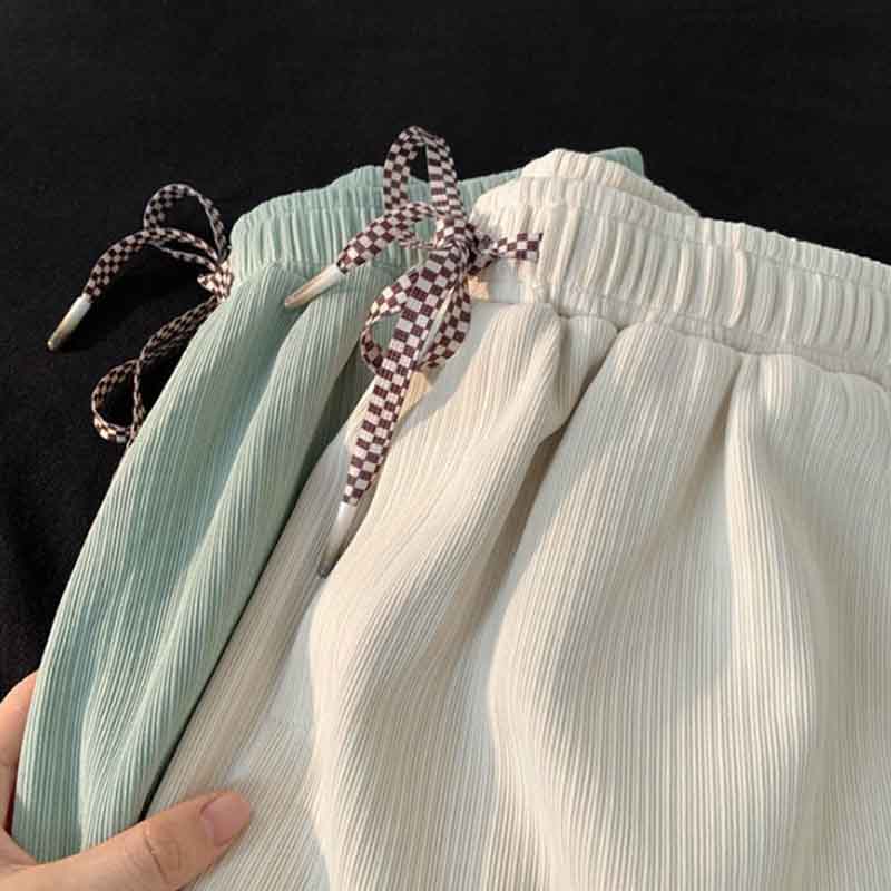Summer Ice Silk Shorts Women's Loose Casual Wide-leg Pants Straight Five-point Pants