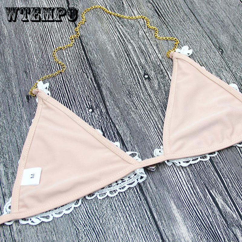 WTEMPO Sexy sequined lace bikini split sexy strap swimwear