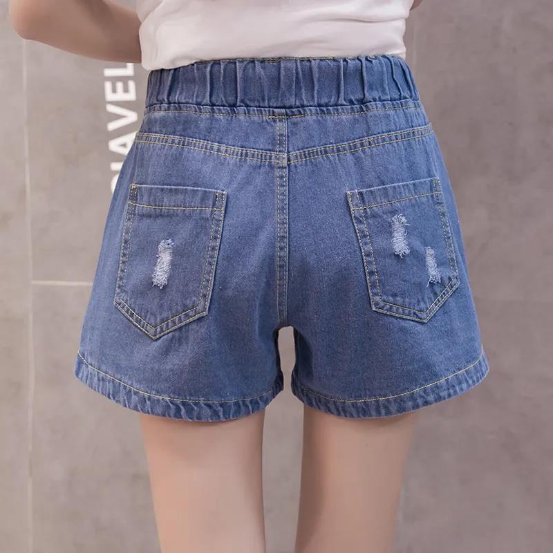 Plus Fat Plus Size Women's Loose Denim Shorts Female High Waist Fat Sister Elastic Waist Wide Leg Pants