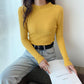 Pure Color Spring and Autumn Ladies Half High Neck Long Sleeve Sweater Bottoming Shirt Slim Half High Neck Sweater