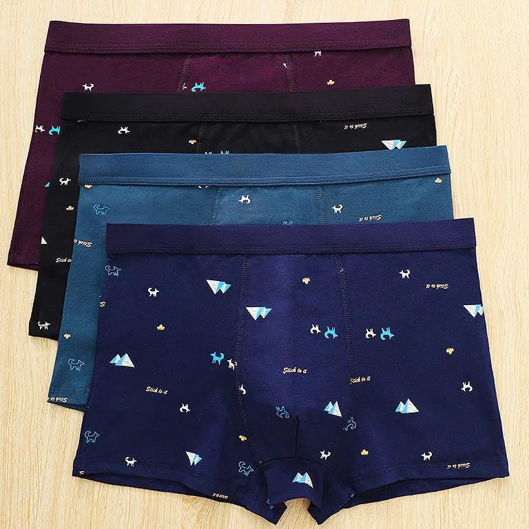 4 Pack Cotton Antibacterial Men's Underwear Boxer Comfortable Breathable Large Size Boxer Briefs Men's Shorts