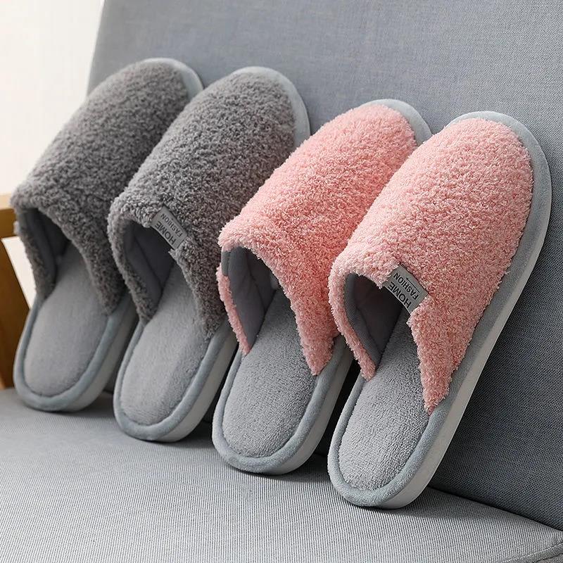Autumn and Winter Couple Indoor Cotton Slippers Home Slip-proof and Warm Soft-soled Cotton Slippers
