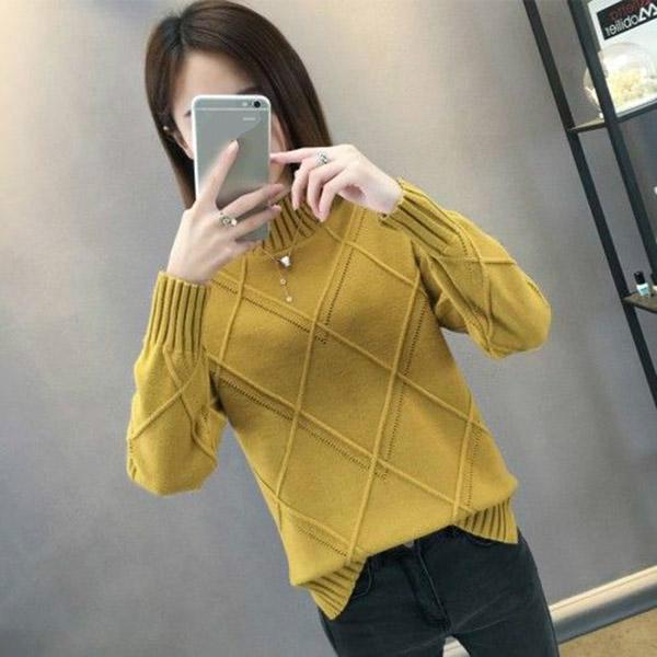 Knitting Sweater Women's Autumn and Winter Bottoming Shirt Warm Long Sleeve High Collar Sweater