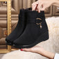 Cotton Shoes Winter Warm and Comfortable Non-slip Short Boots Women Wedge with Flat Bottom Plus Velvet