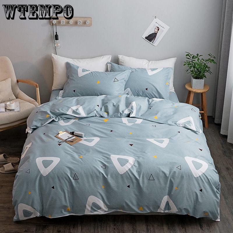 Cotton Grey Bedding Sets with Duvet Cover Bed Sheet Pillowcase Cute Stripe Bed Linen King Queen Twin Size