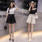 Lace Embroidered Bow Shorts Women Summer Korean Thin Wide-leg Short Pants A-line Bottoms Casual Temperament Shorts High Waist Temperament Short Pants