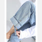 WTEMPO Adjustable trouser length Women's High Washed Denim Waist Wide Leg Pants Straight-leg Pants Super Long Loose Casual