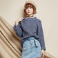 Autumn and Winter Loose and Simple Curled Long-sleeved Round Neck Solid Color Was Thin and All-match Pullover Student Sweater Women